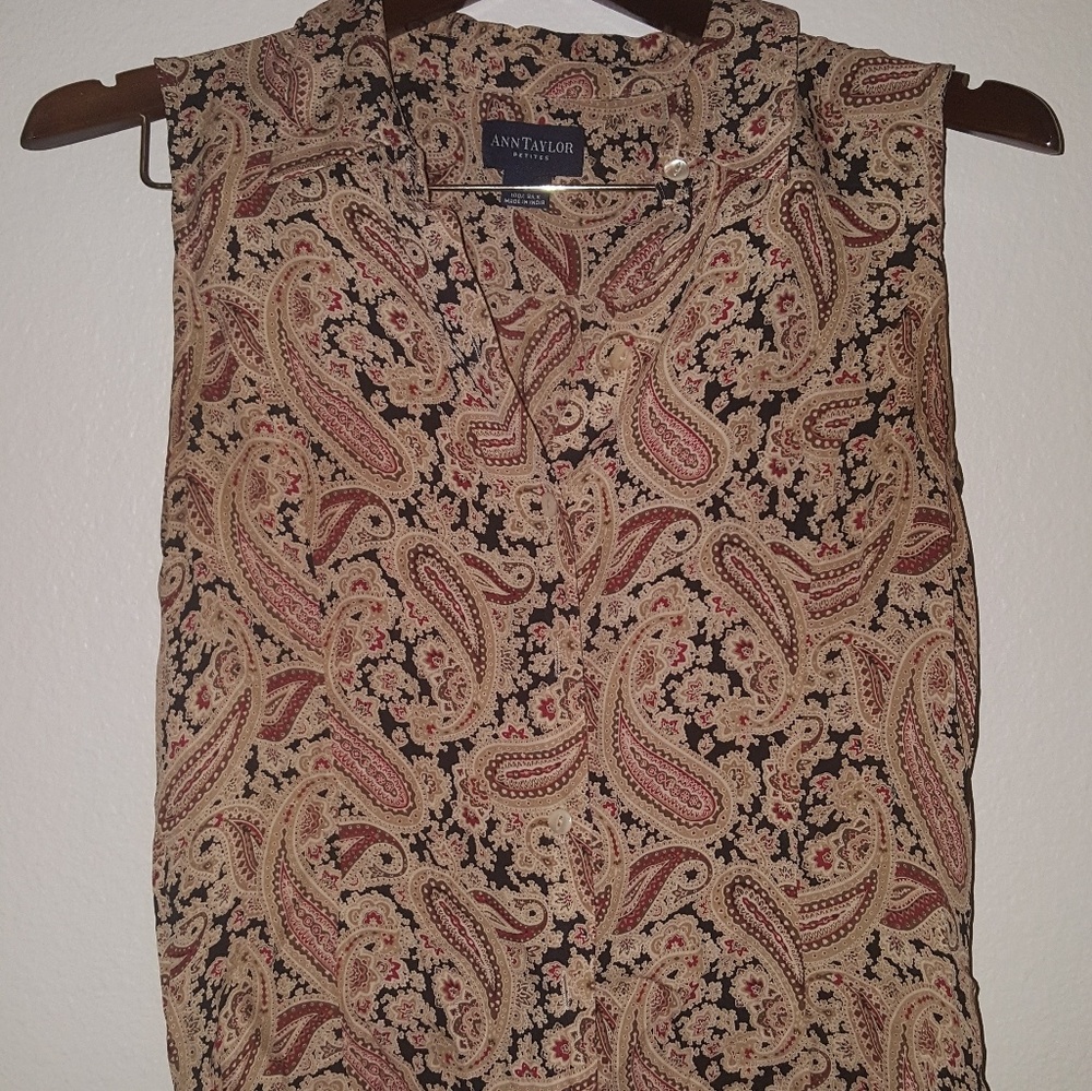 100%silk  paisley blouse